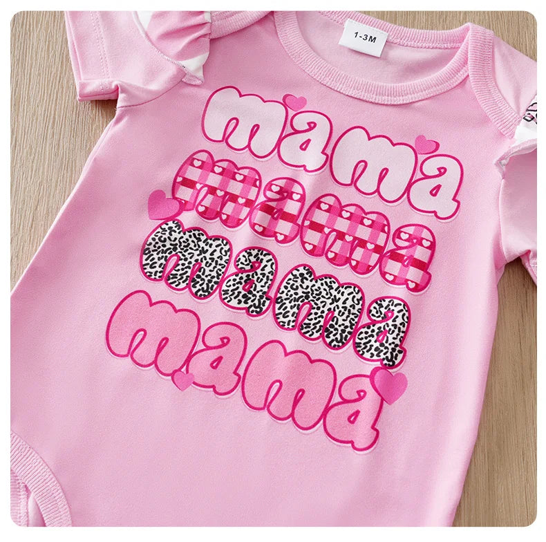 FREEME™ Mother's Day Baby Girl 3-Piece Set - Pink Hearts & Bow Design for 0-18 Months