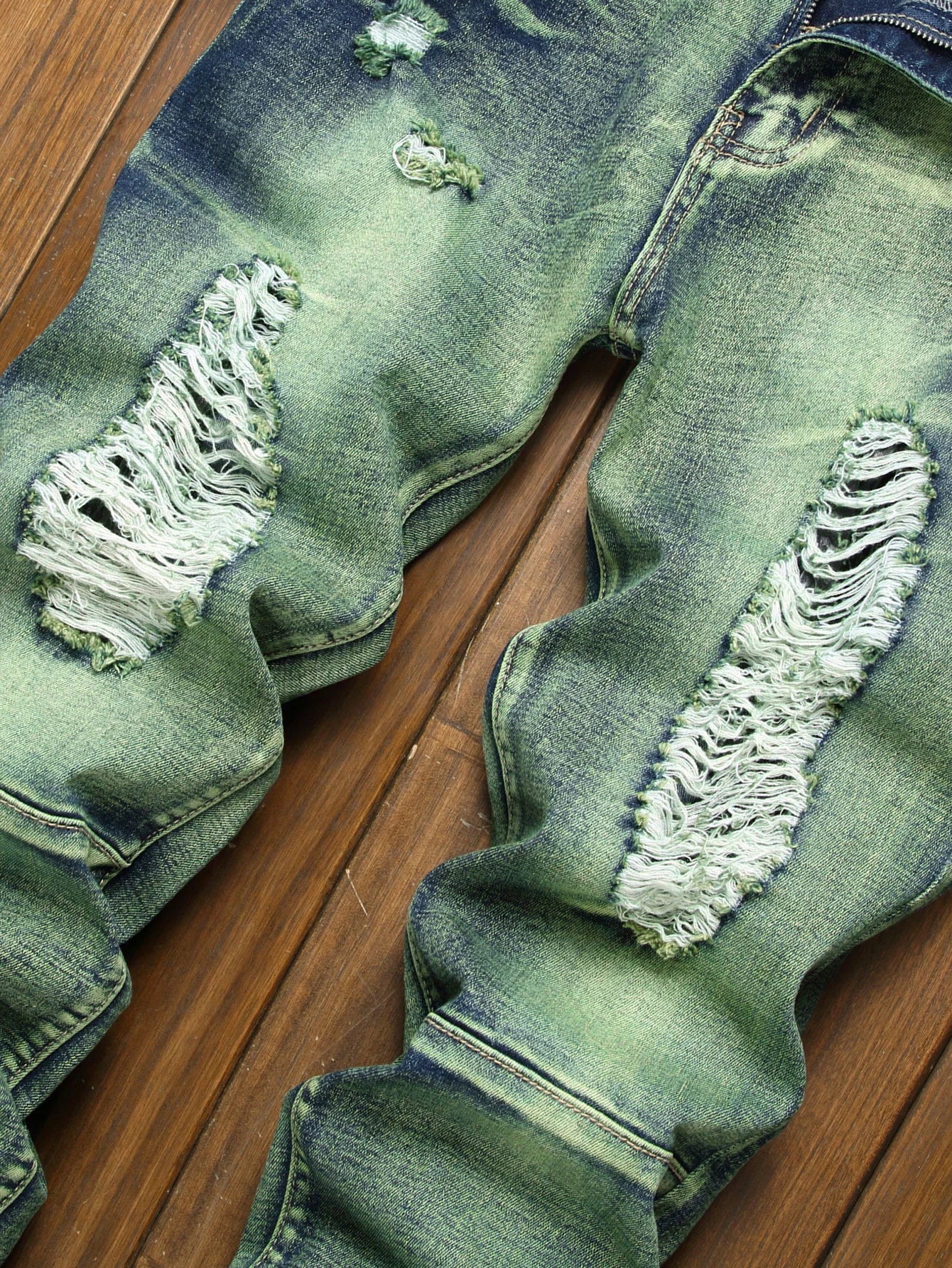 FREEME™ Men's Distressed Slim Fit Jeans - Ripped Tassel Streetwear Denim