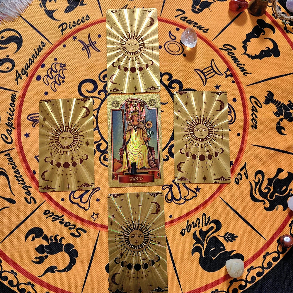 FREEME™ Gold Tarot Card Deck with Booklet - Waterproof Astrology Oracle Divination Set