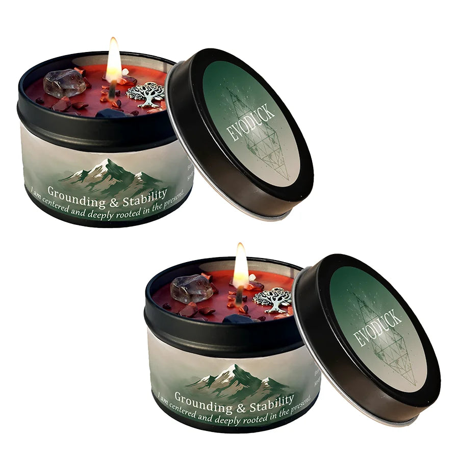 FREEME™ Vetiver & Cedarwood Crystal Candle - 3oz Grounding Scented Candle with Crystals