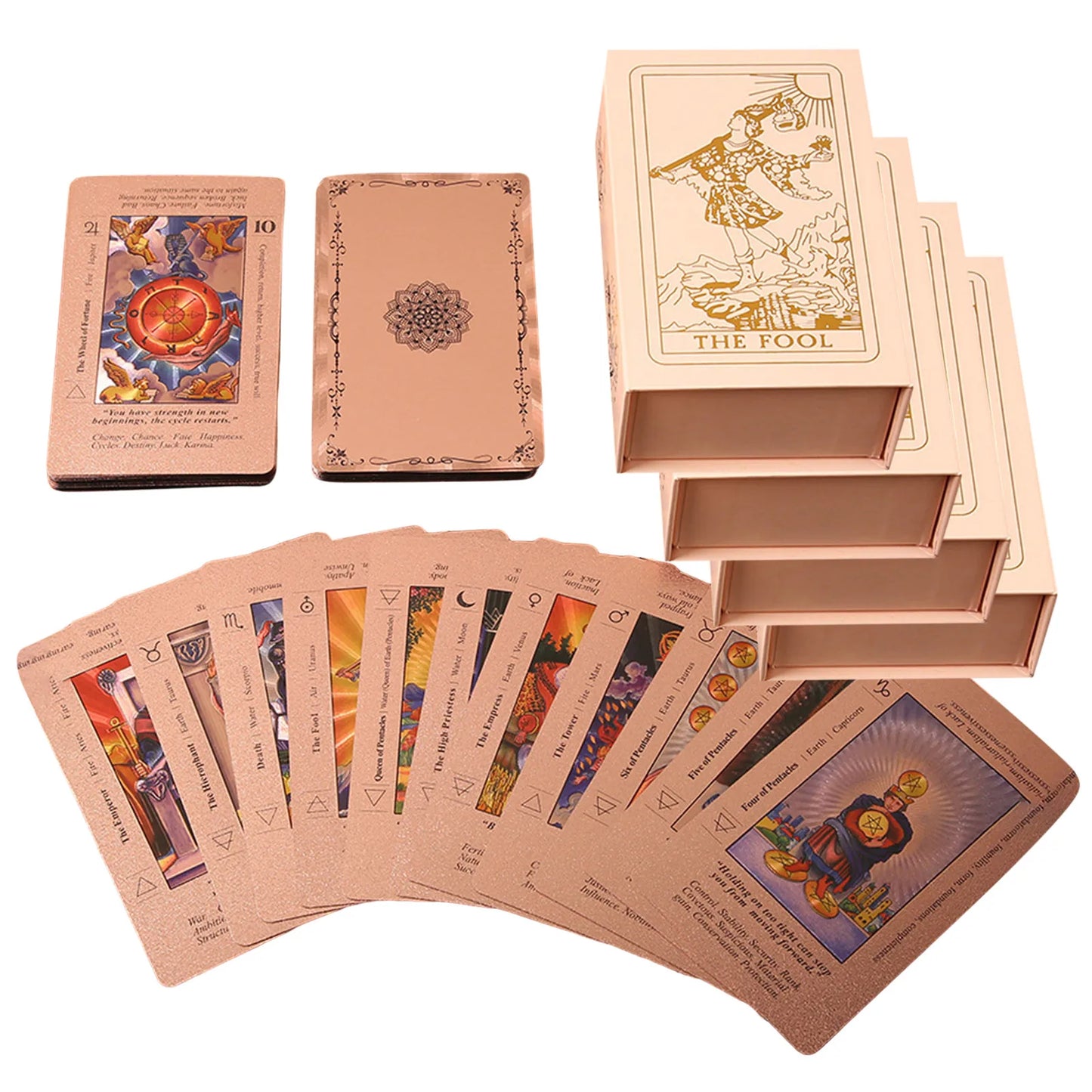 FREEME™ Rose Gold Tarot Card Deck Gift Set - 78-Card Divination Kit with Guidebook & Elegant Box