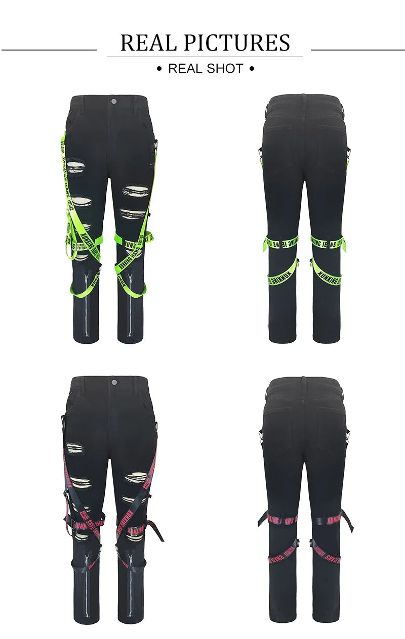 FREEME™ Men's Camo Ripped Straight Jeans - Zipper Detail Mid Waist Streetwear Denim