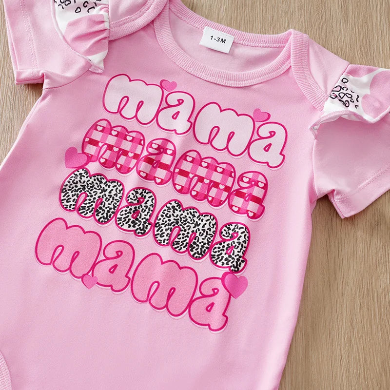 FREEME™ Mother's Day Baby Girl 3-Piece Set - Pink Hearts & Bow Design for 0-18 Months