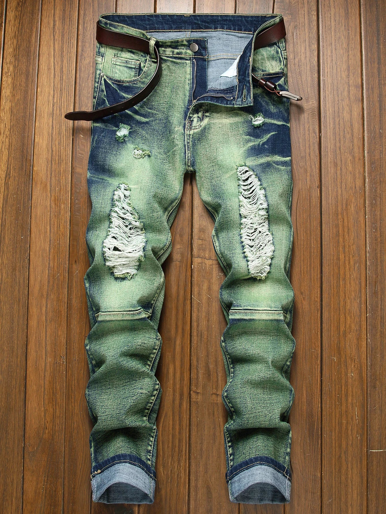 FREEME™ Men's Distressed Slim Fit Jeans - Ripped Tassel Streetwear Denim