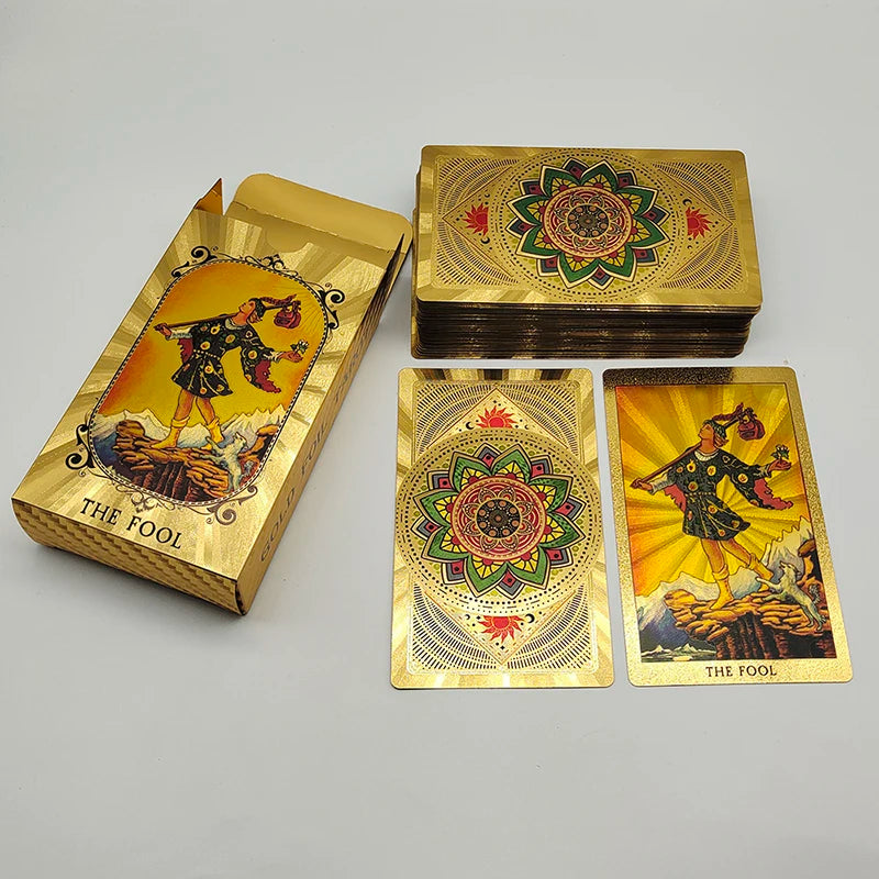 FREEME™ Gold Tarot Card Deck with Booklet - Waterproof Astrology Oracle Divination Set