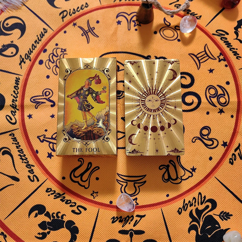 FREEME™ Gold Tarot Card Deck with Booklet - Waterproof Astrology Oracle Divination Set