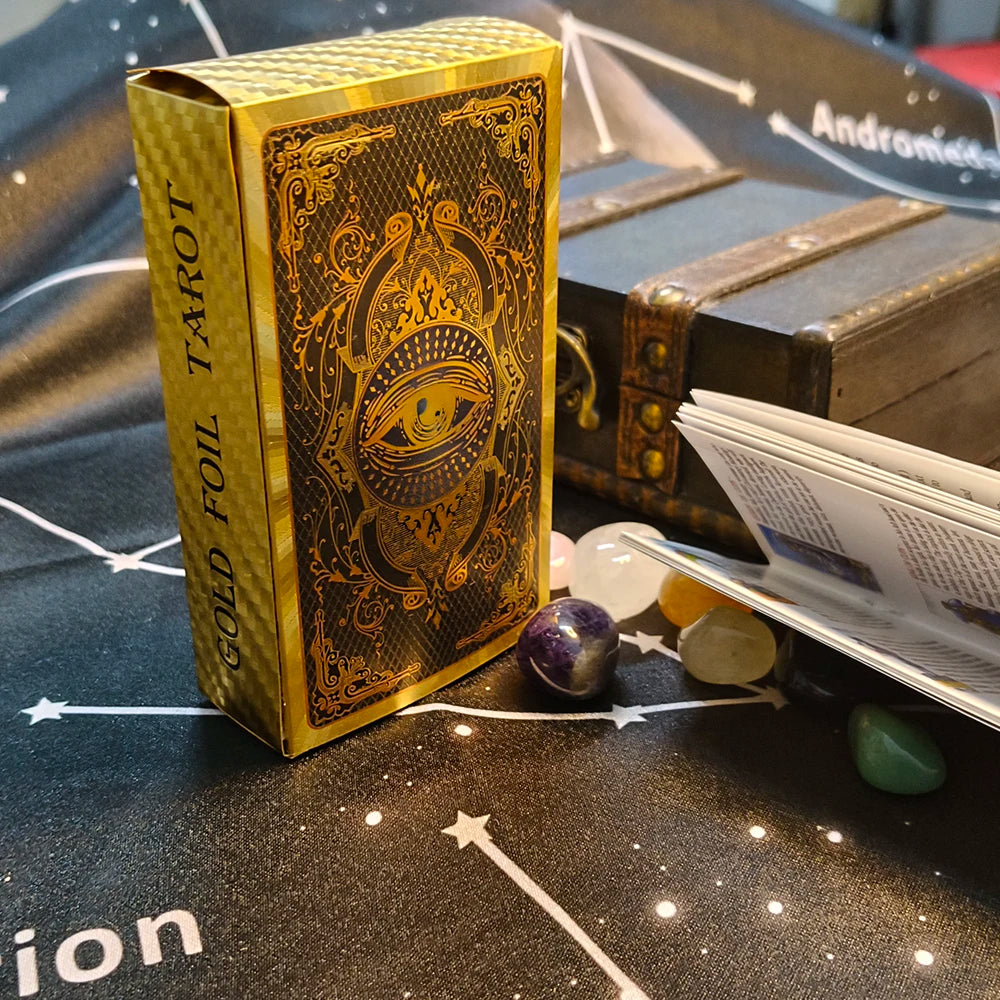 FREEME™ Gold Tarot Card Deck with Booklet - Waterproof Astrology Oracle Divination Set