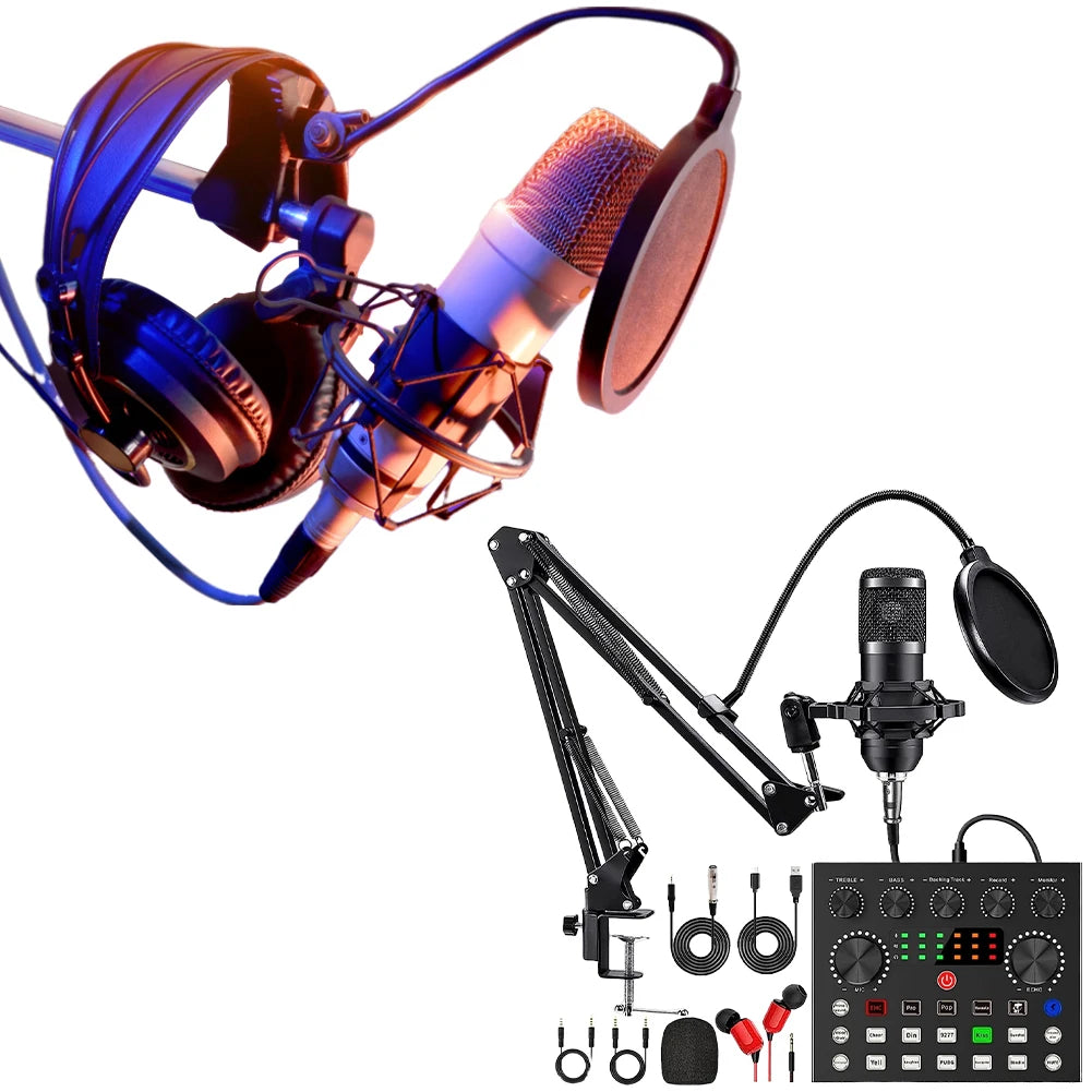 FREEME™ BM800 Podcast Microphone & Sound Card Set - Professional Studio Condenser Mic
