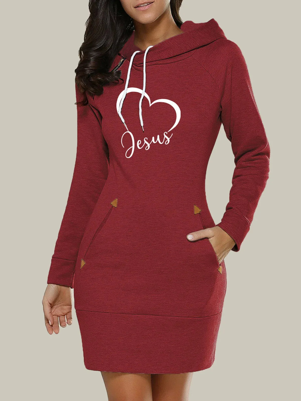 FREEME™ Women's Hooded Sweatshirt Dress - Casual Zip Neckline with Pockets