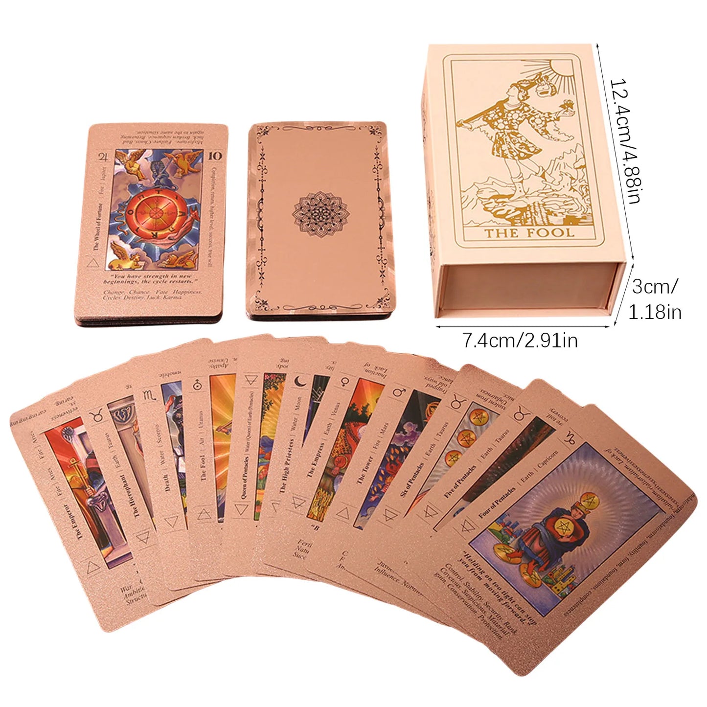 FREEME™ Rose Gold Tarot Card Deck Gift Set - 78-Card Divination Kit with Guidebook & Elegant Box