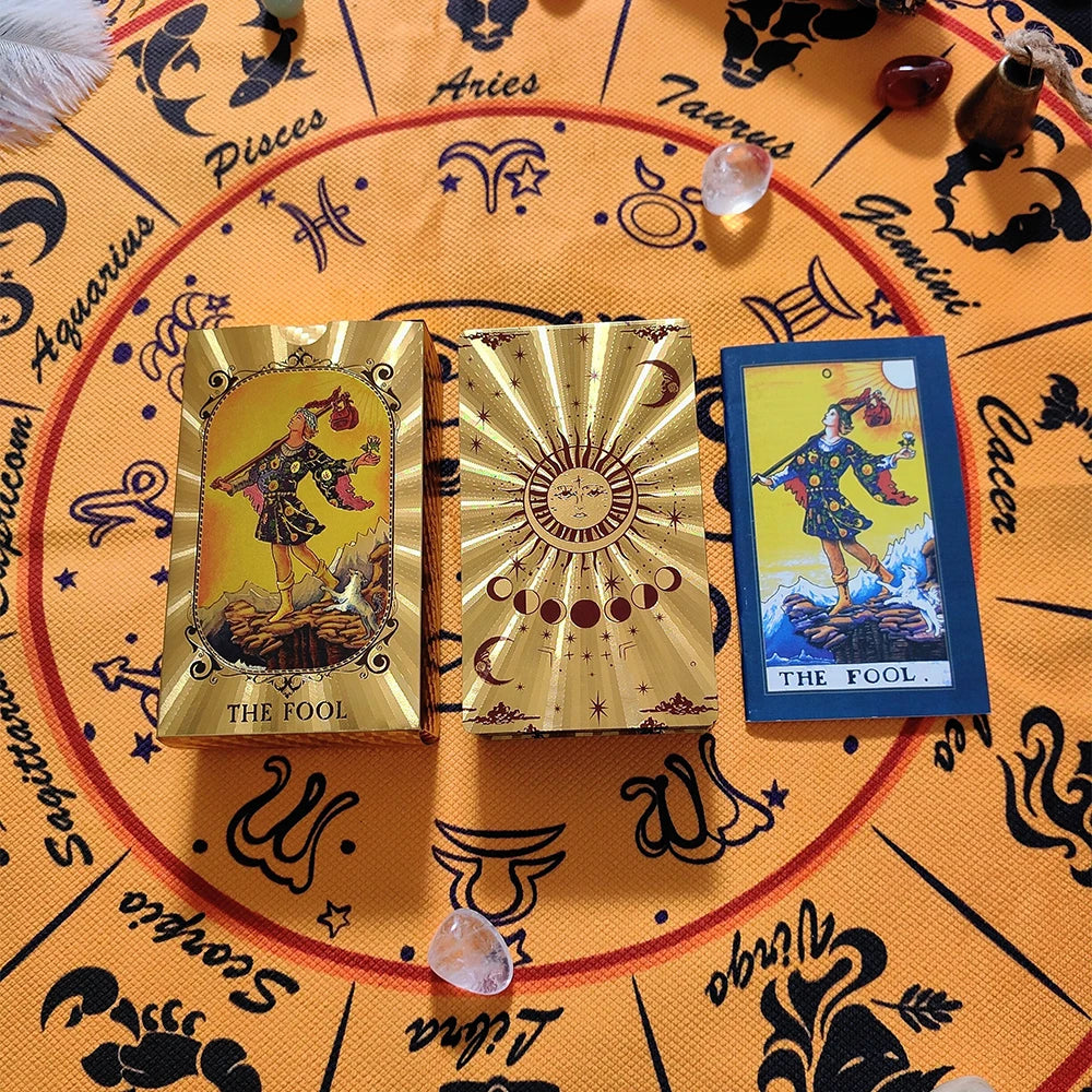 FREEME™ Gold Tarot Card Deck with Booklet - Waterproof Astrology Oracle Divination Set