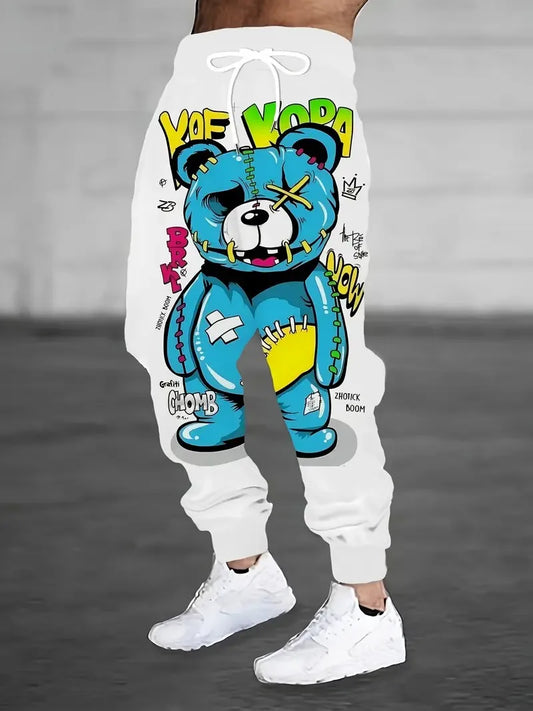 FREEME™ 3D Bear Print Men's Jogger Trousers - Casual Sporty Breathable Spring & Autumn Pants