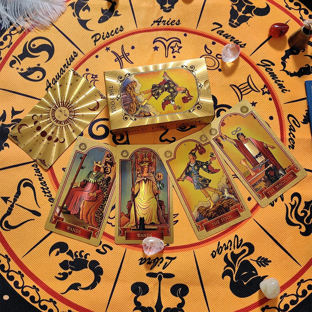 FREEME™ Gold Tarot Card Deck with Booklet - Waterproof Astrology Oracle Divination Set