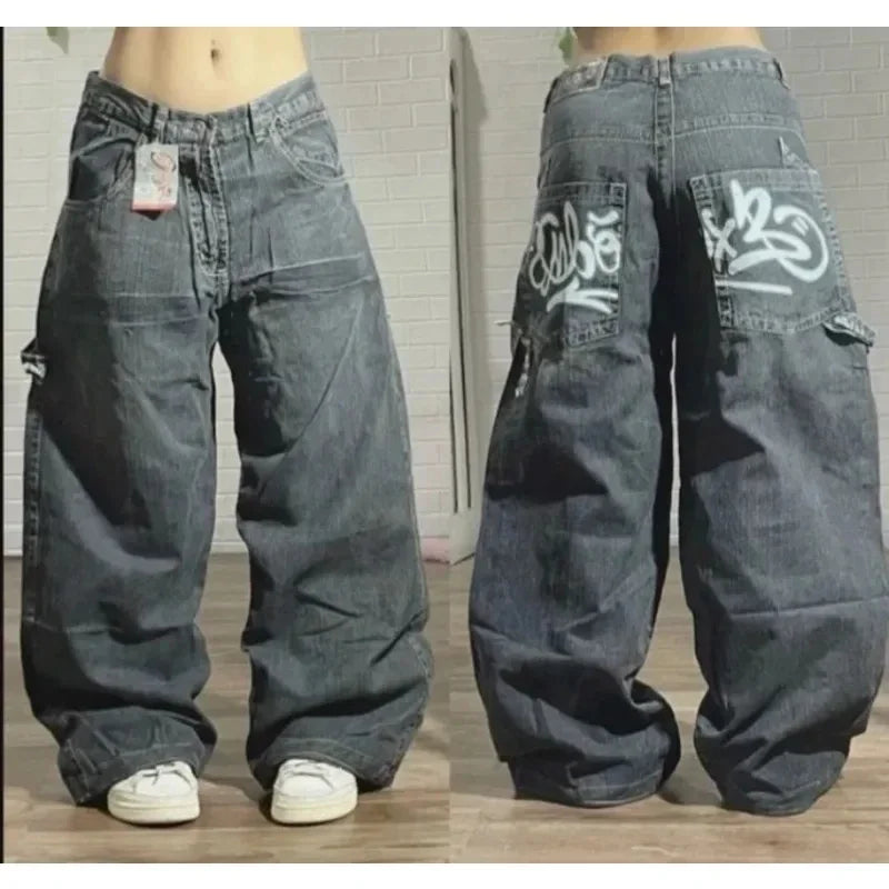 FREEME™ Y2K Baggy Jeans - Embroidery Hip Hop Vintage Wide-Leg Denim