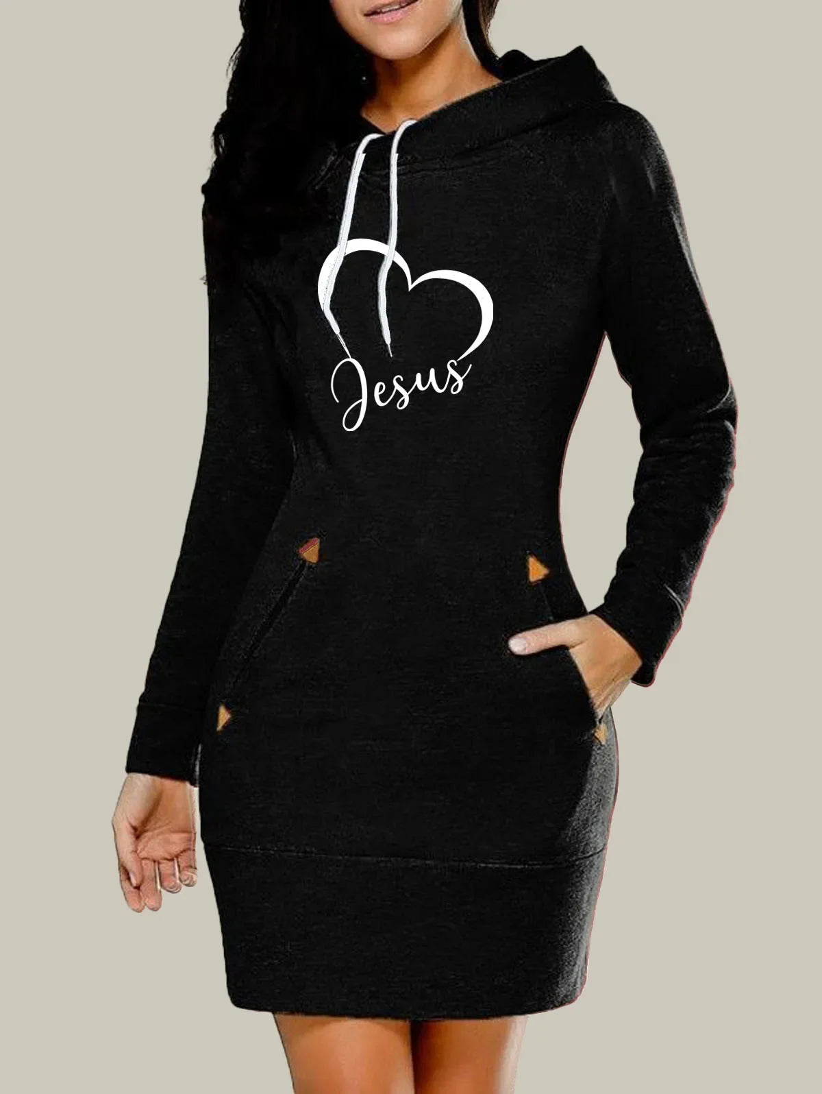 FREEME™ Women's Hooded Sweatshirt Dress - Casual Zip Neckline with Pockets