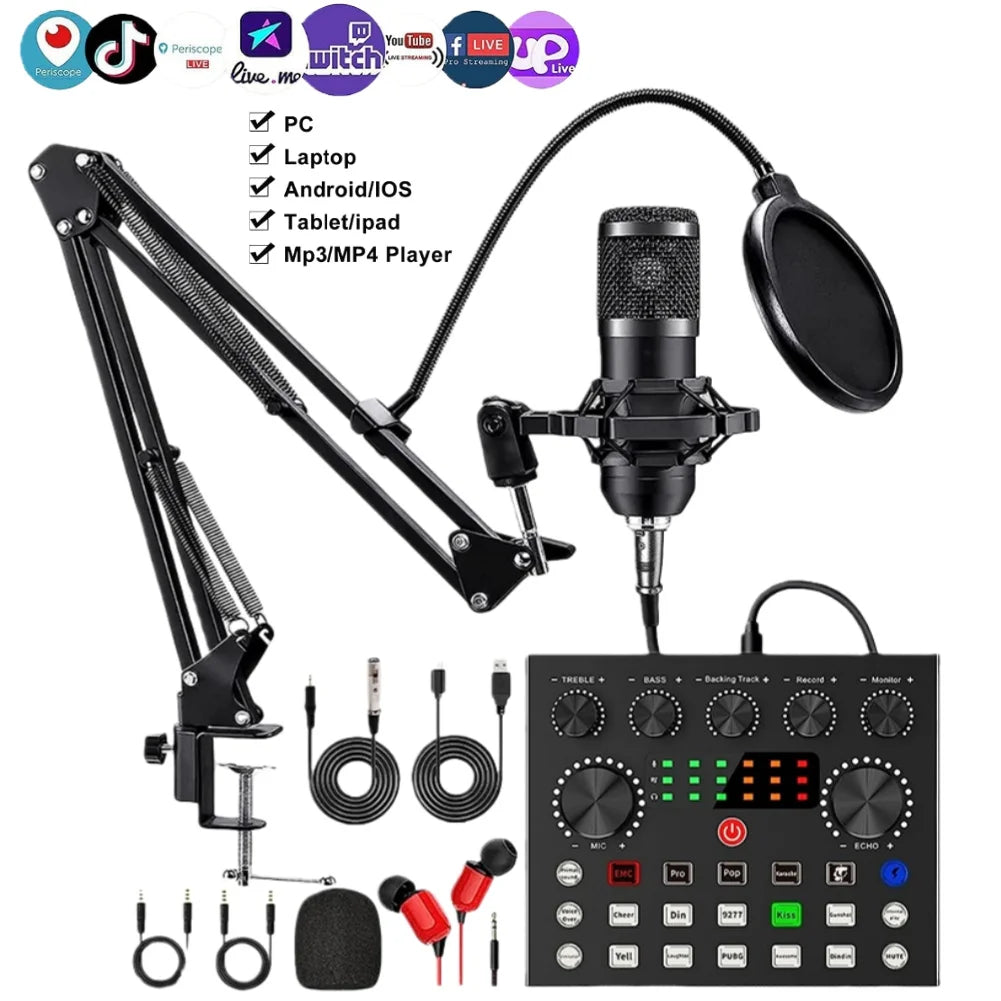 FREEME™ BM800 Podcast Microphone & Sound Card Set - Professional Studio Condenser Mic