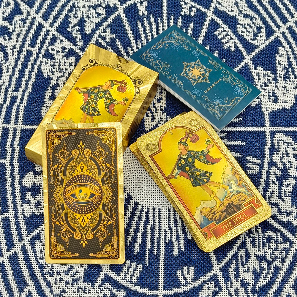 FREEME™ Gold Tarot Card Deck with Booklet - Waterproof Astrology Oracle Divination Set