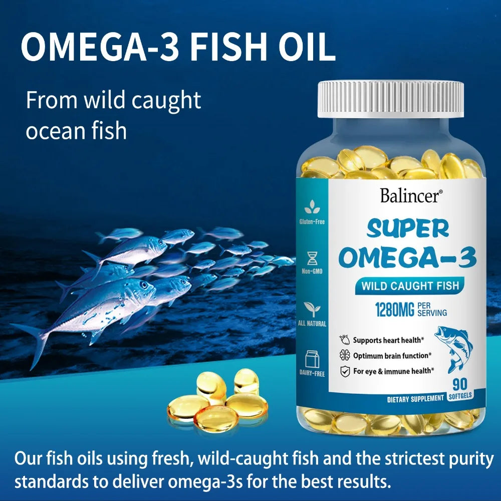 FREEME™ Omega-3 Fish Oil Supplement - 90 Capsules Rich in EPA & DHA for Whole Body Wellness
