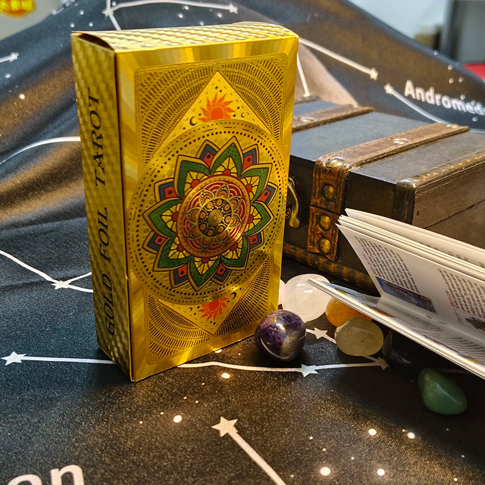 FREEME™ Gold Tarot Card Deck with Booklet - Waterproof Astrology Oracle Divination Set