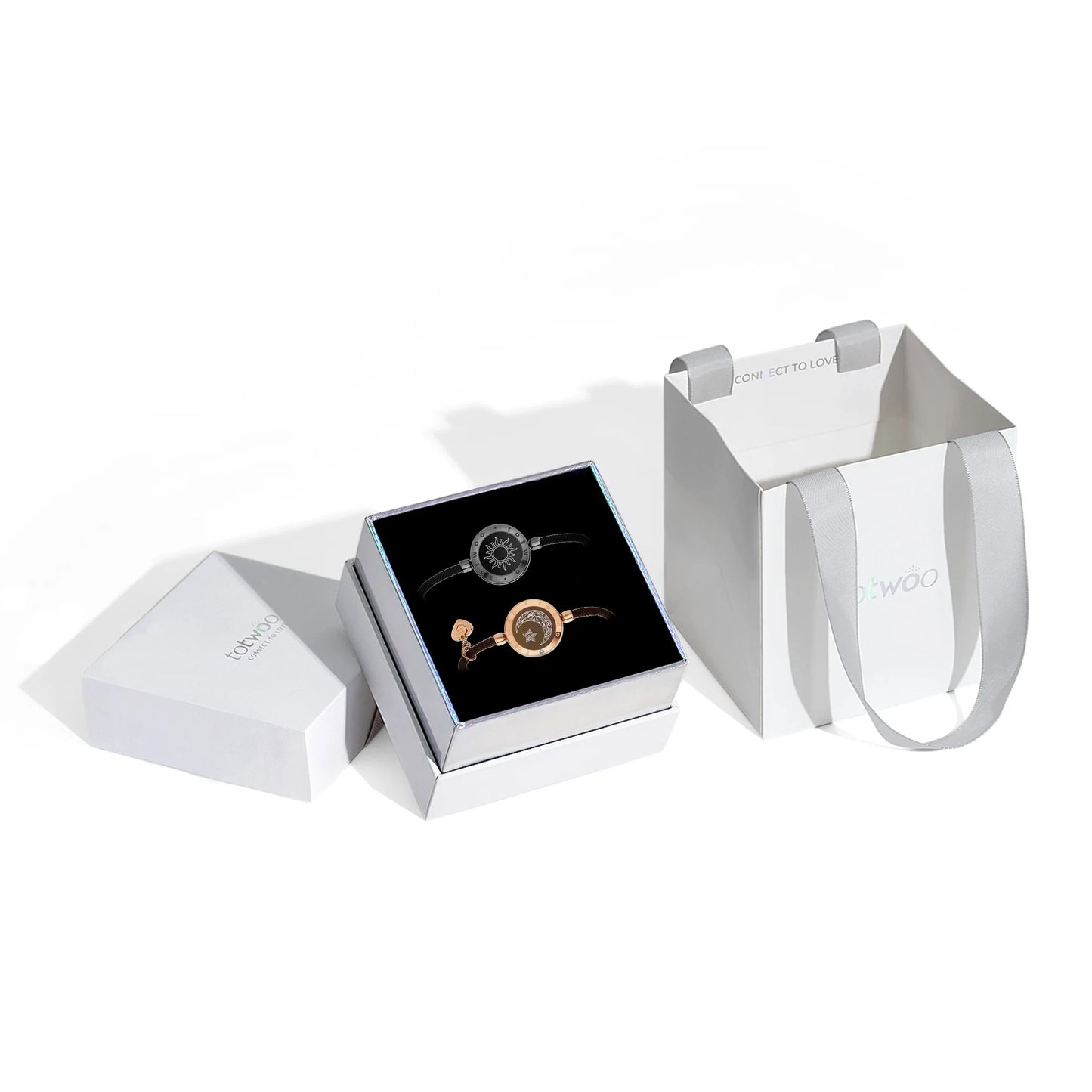 FREEME™ Long Distance Touch Bracelets for Couples - Light Up & Vibrate Smart Sun & Moon Love Bracelet Set
