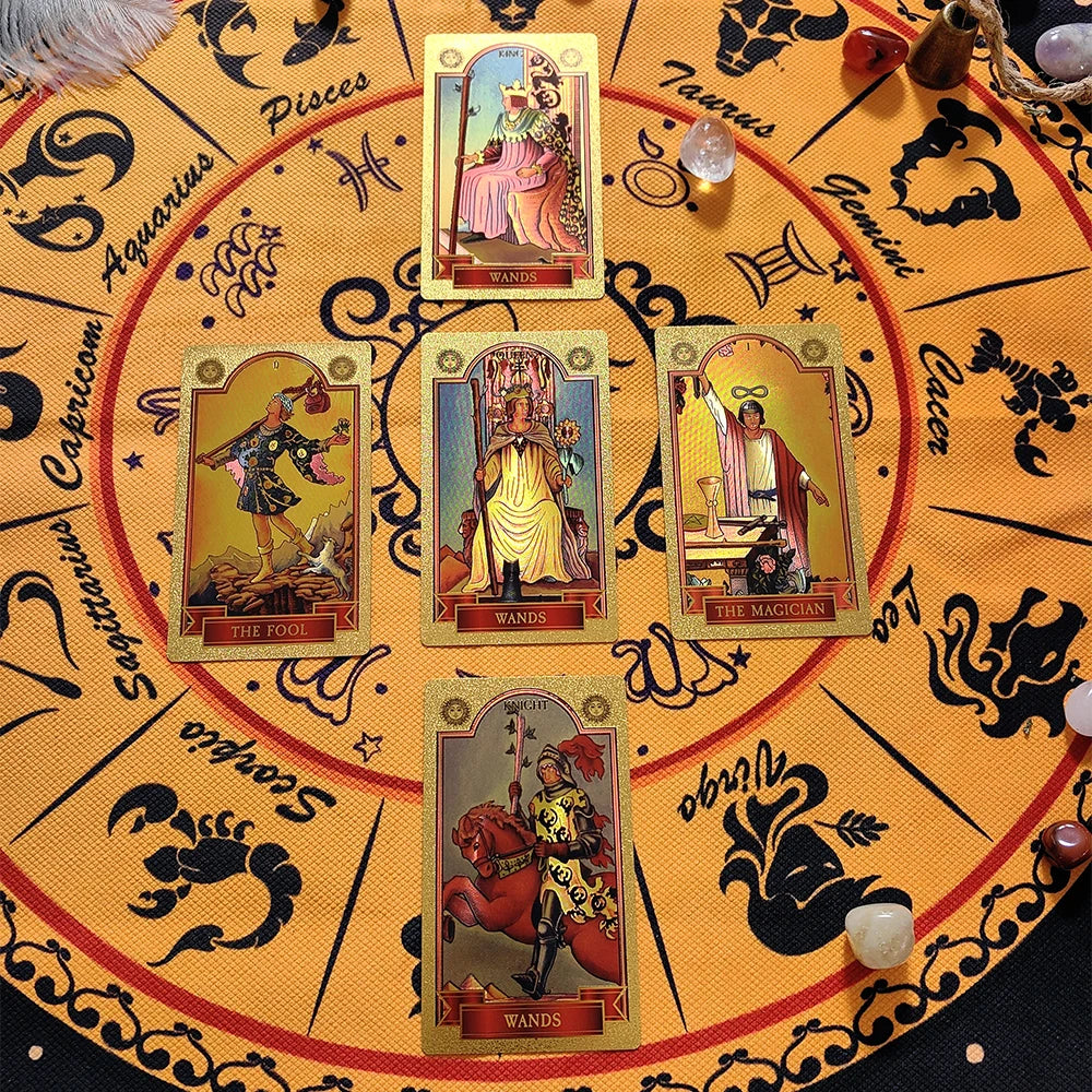 FREEME™ Gold Tarot Card Deck with Booklet - Waterproof Astrology Oracle Divination Set