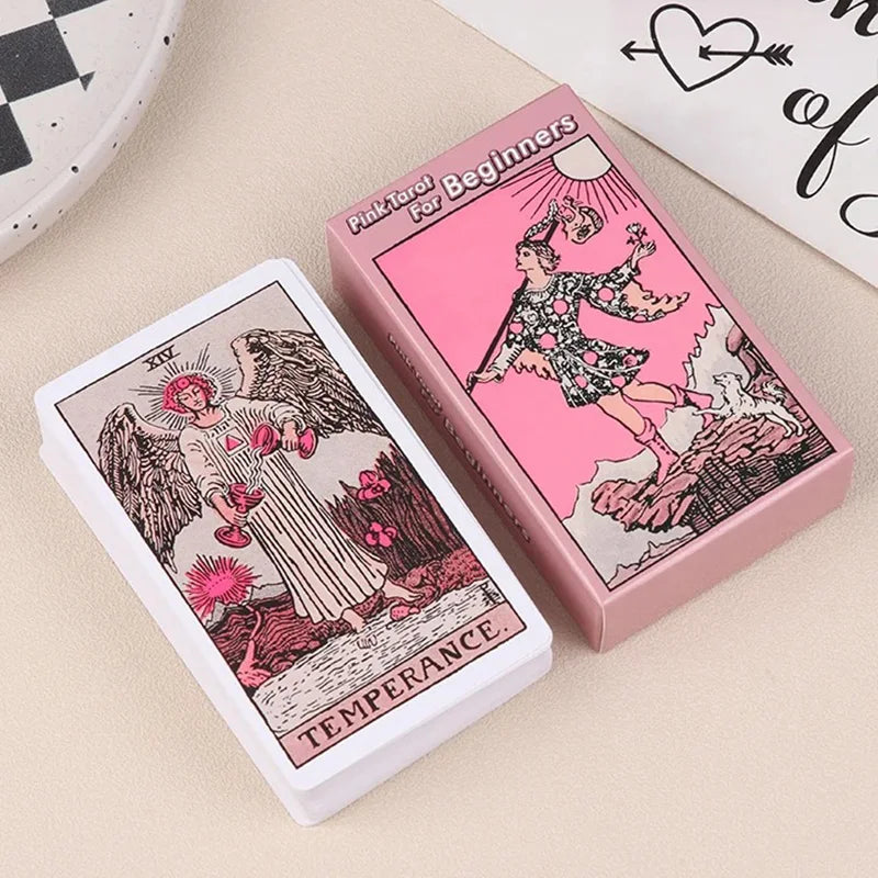 FREEME™ Pink Rider Waite Tarot Card Deck - Beginner Divination & Fortune Telling Set