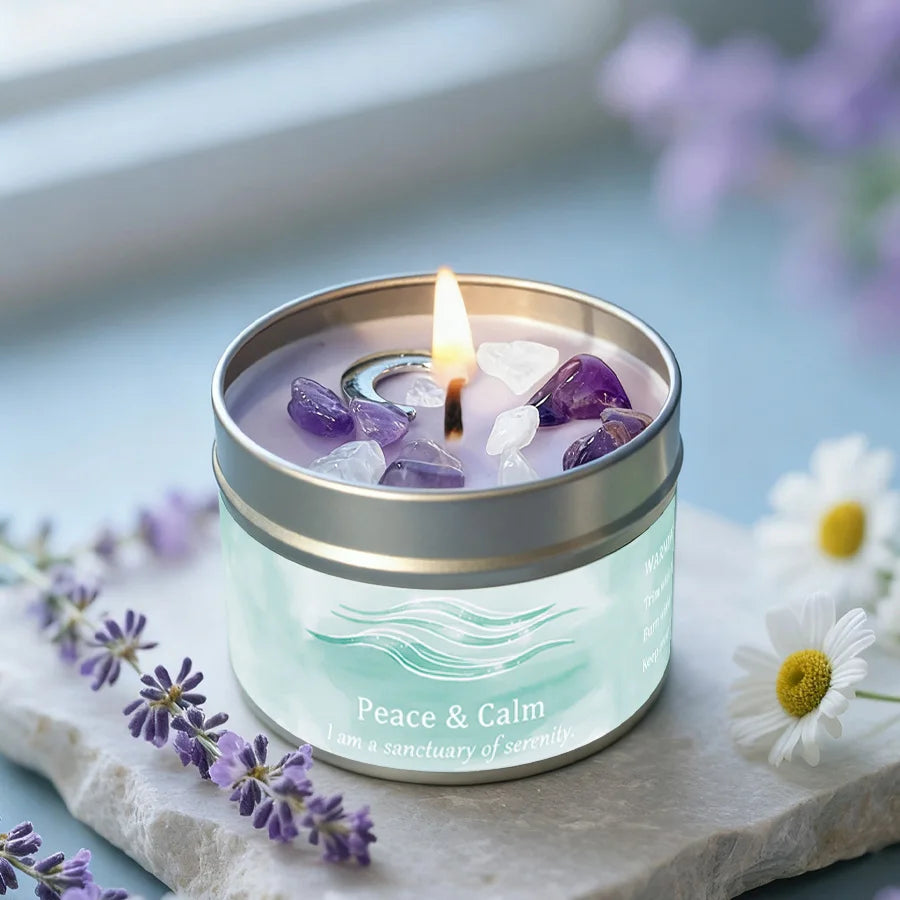FREEME™ Peace Ritual Candle - Lavender & Chamomile with Healing Crystals