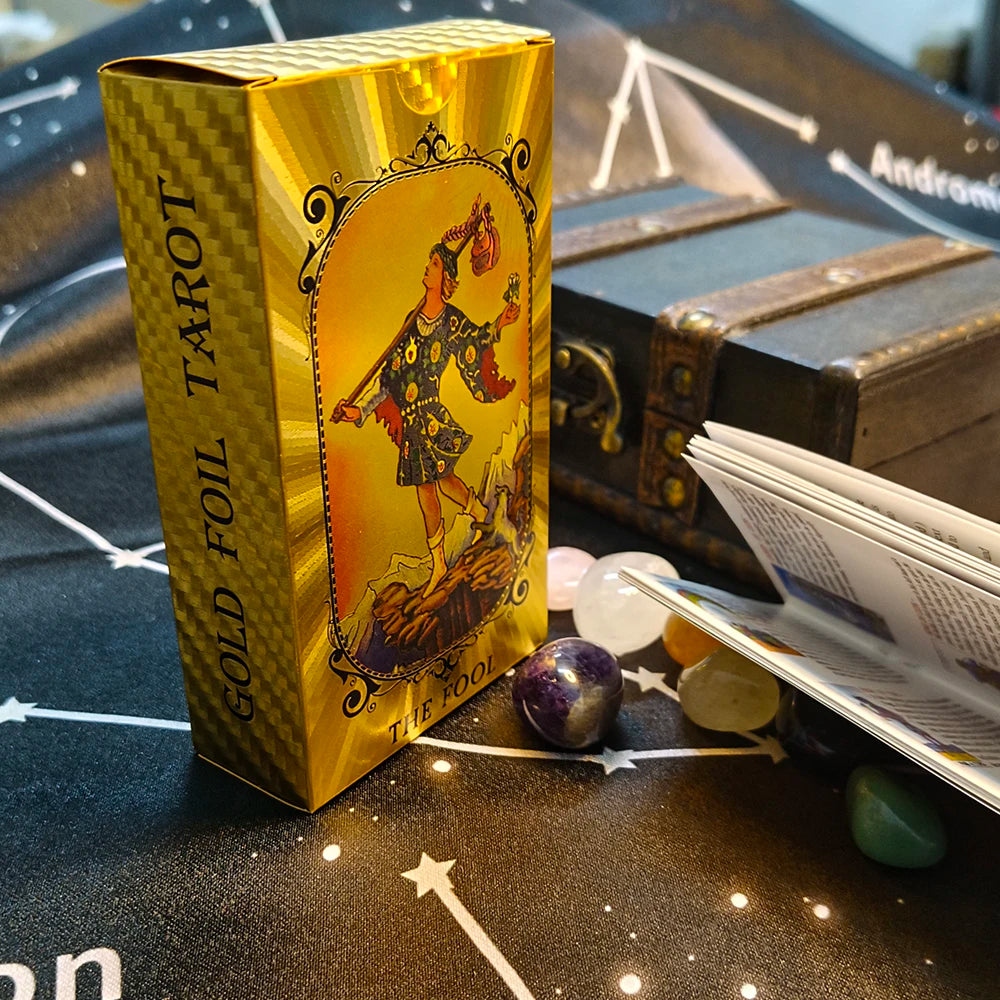 FREEME™ Gold Tarot Card Deck with Booklet - Waterproof Astrology Oracle Divination Set