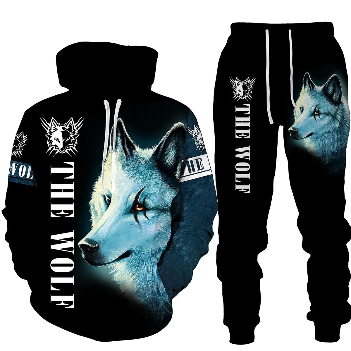 FREEME™ Wolf 3D Tracksuit - Animal Spirit Hoodie & Pants Set | Streetwear