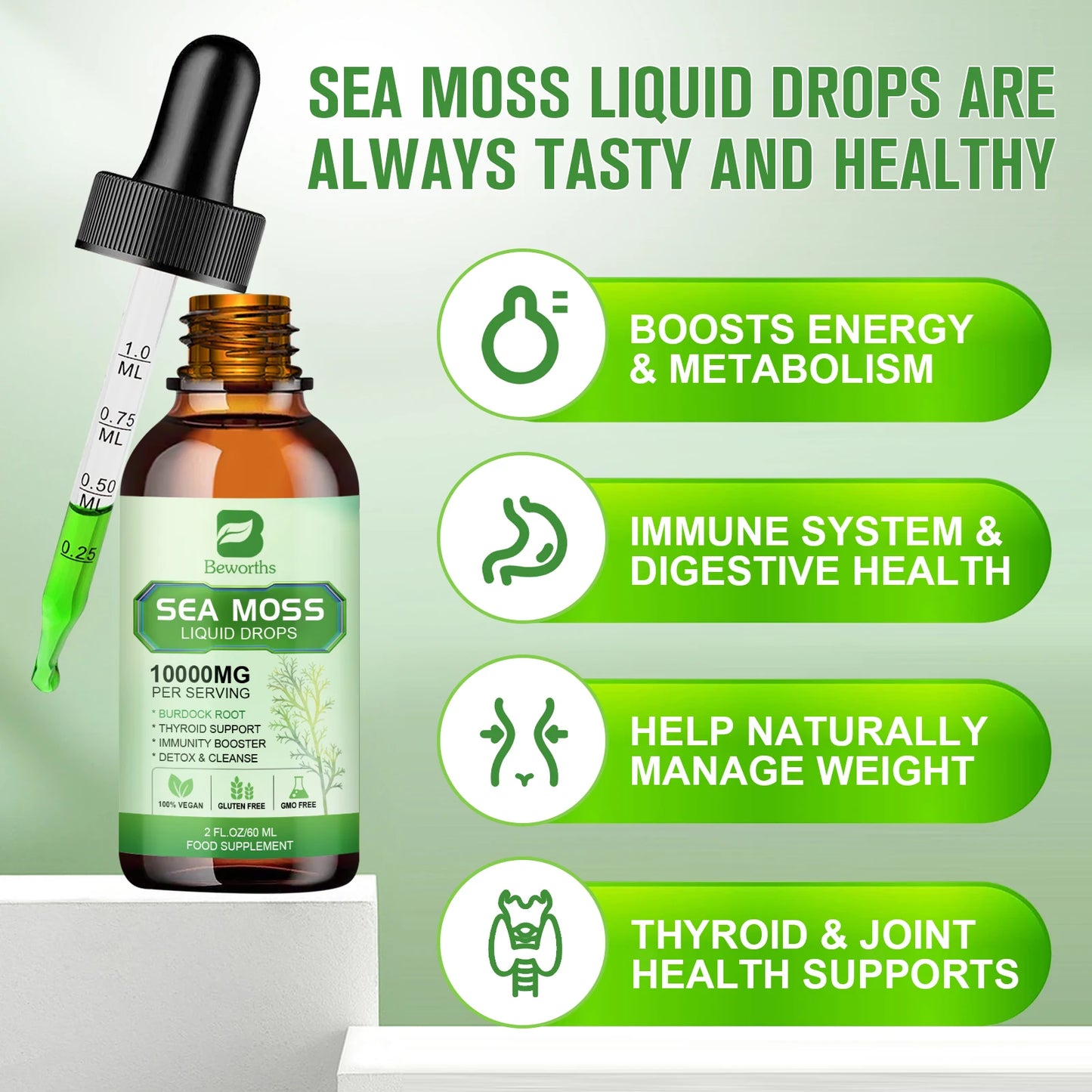 FREEME™ Sea Moss Liquid Drops - Sea Moss Black Seed Oil Multimineral Seamoss Supplement Support Antioxidant, Immune, Gut Health