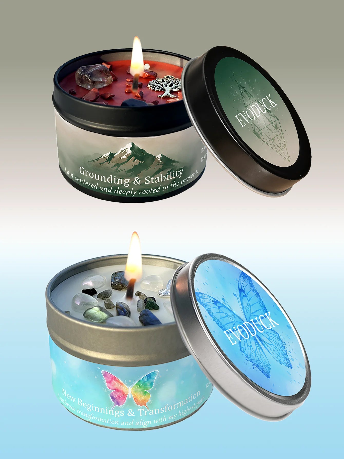 FREEME™ Vetiver & Cedarwood Crystal Candle - 3oz Grounding Scented Candle with Crystals