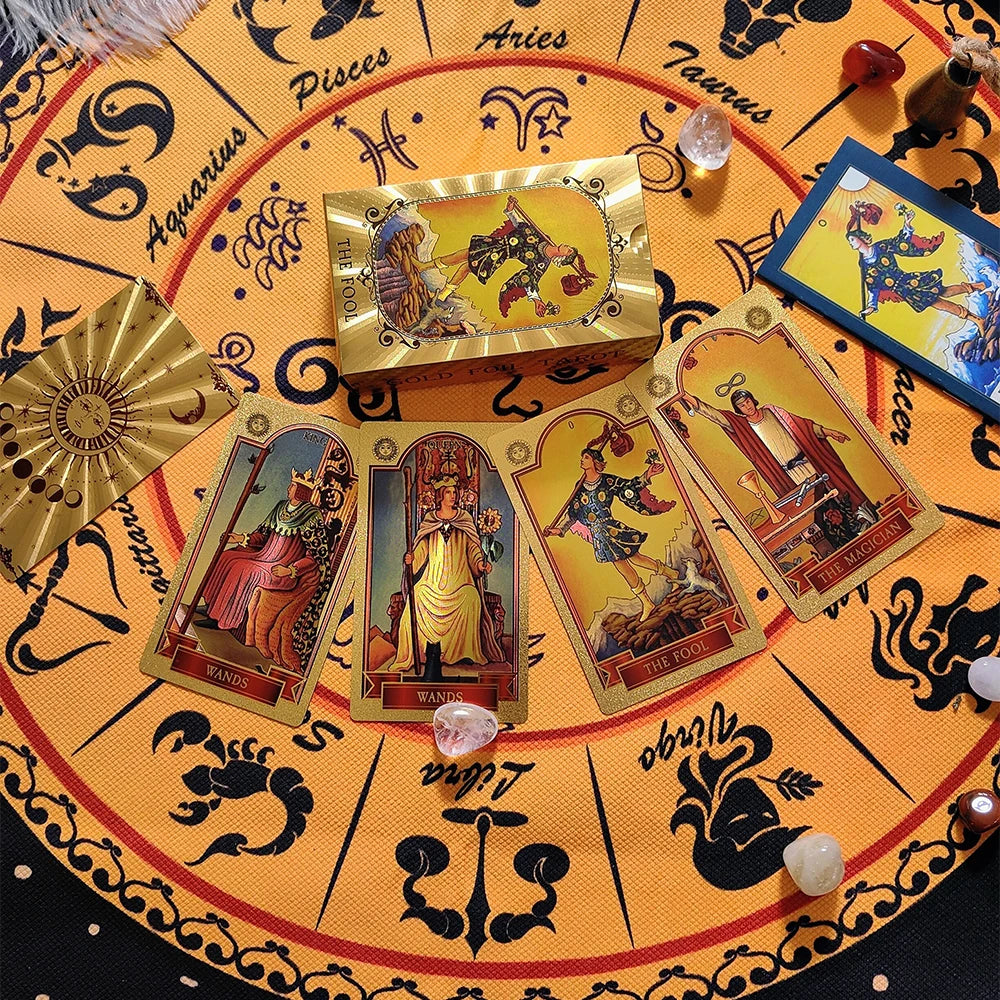 FREEME™ Gold Tarot Card Deck with Booklet - Waterproof Astrology Oracle Divination Set