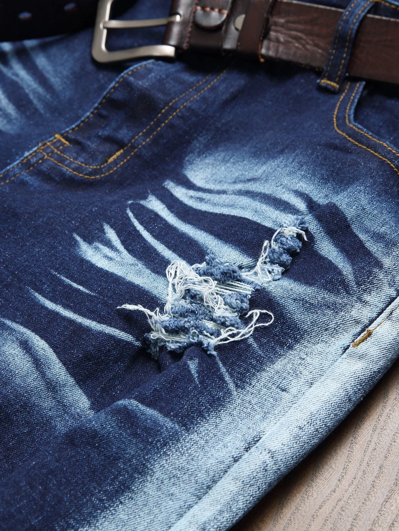 FREEME™ Men's Mid Stretch Slim Fit Ripped Jeans - Tassel Distressed Streetwear Denim