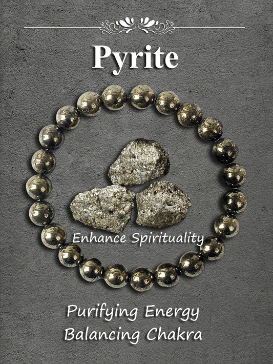 FREEME™ Natural Pyrite Stone Bead Bracelet - Wealth, Abundance & Protective Energy Jewelry