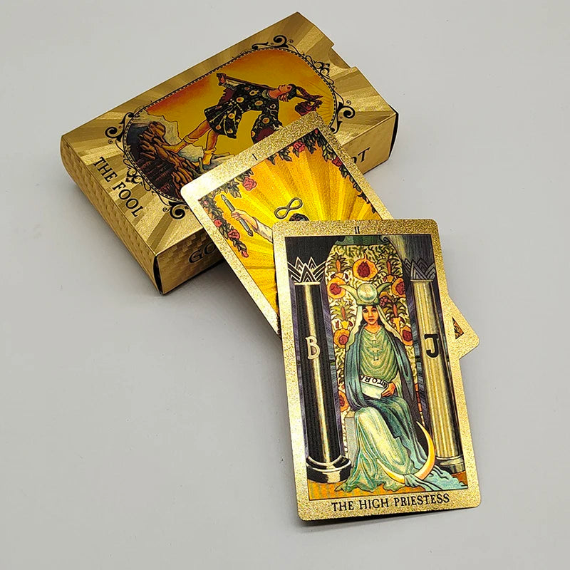 FREEME™ Gold Tarot Card Deck with Booklet - Waterproof Astrology Oracle Divination Set