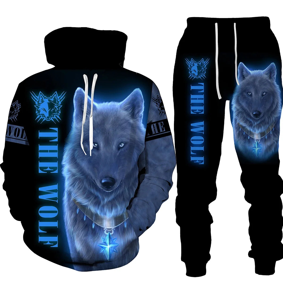 FREEME™ Wolf 3D Tracksuit - Animal Spirit Hoodie & Pants Set | Streetwear