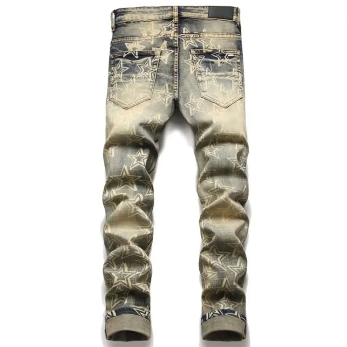 FREEME™ Men's Retro Distressed Patch Slim Fit Jeans - High Street Streetwear Denim