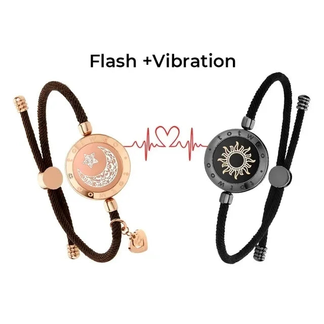 FREEME™ Long Distance Touch Bracelets for Couples - Light Up & Vibrate Smart Sun & Moon Love Bracelet Set