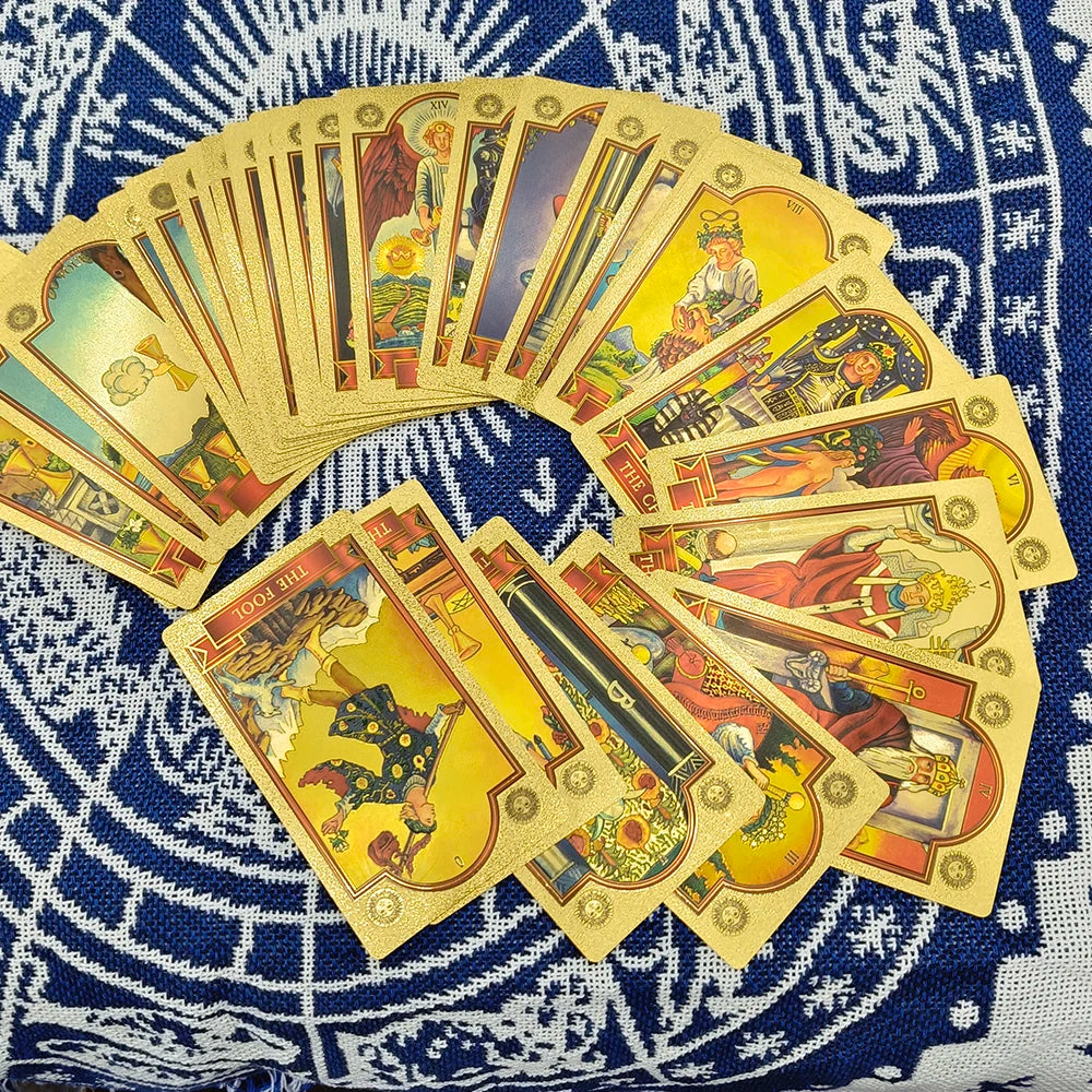 FREEME™ Gold Tarot Card Deck with Booklet - Waterproof Astrology Oracle Divination Set