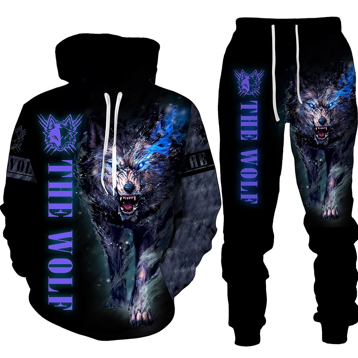 FREEME™ Wolf 3D Tracksuit - Animal Spirit Hoodie & Pants Set | Streetwear