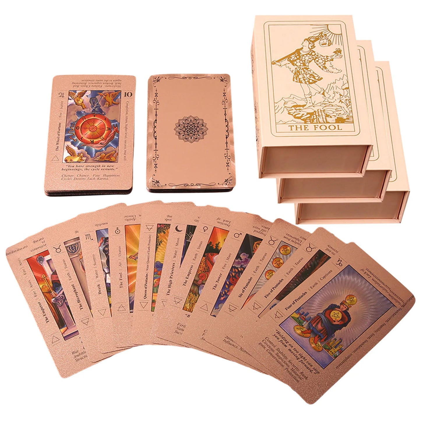 FREEME™ Rose Gold Tarot Card Deck Gift Set - 78-Card Divination Kit with Guidebook & Elegant Box