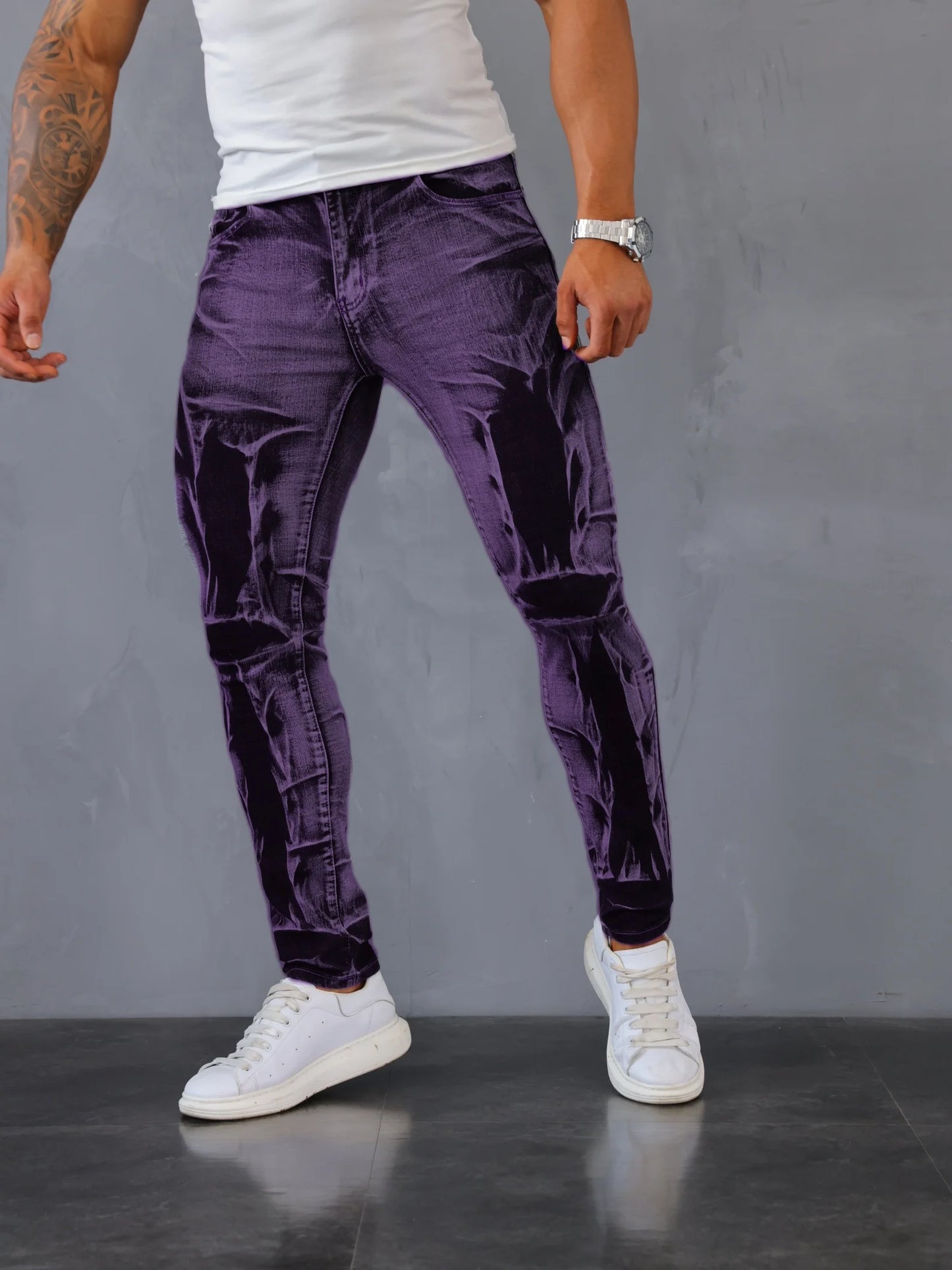 FREEME™ Men's Stretch Slim Fit Ripped Jeans - Mid Waist Tassel Distressed Denim