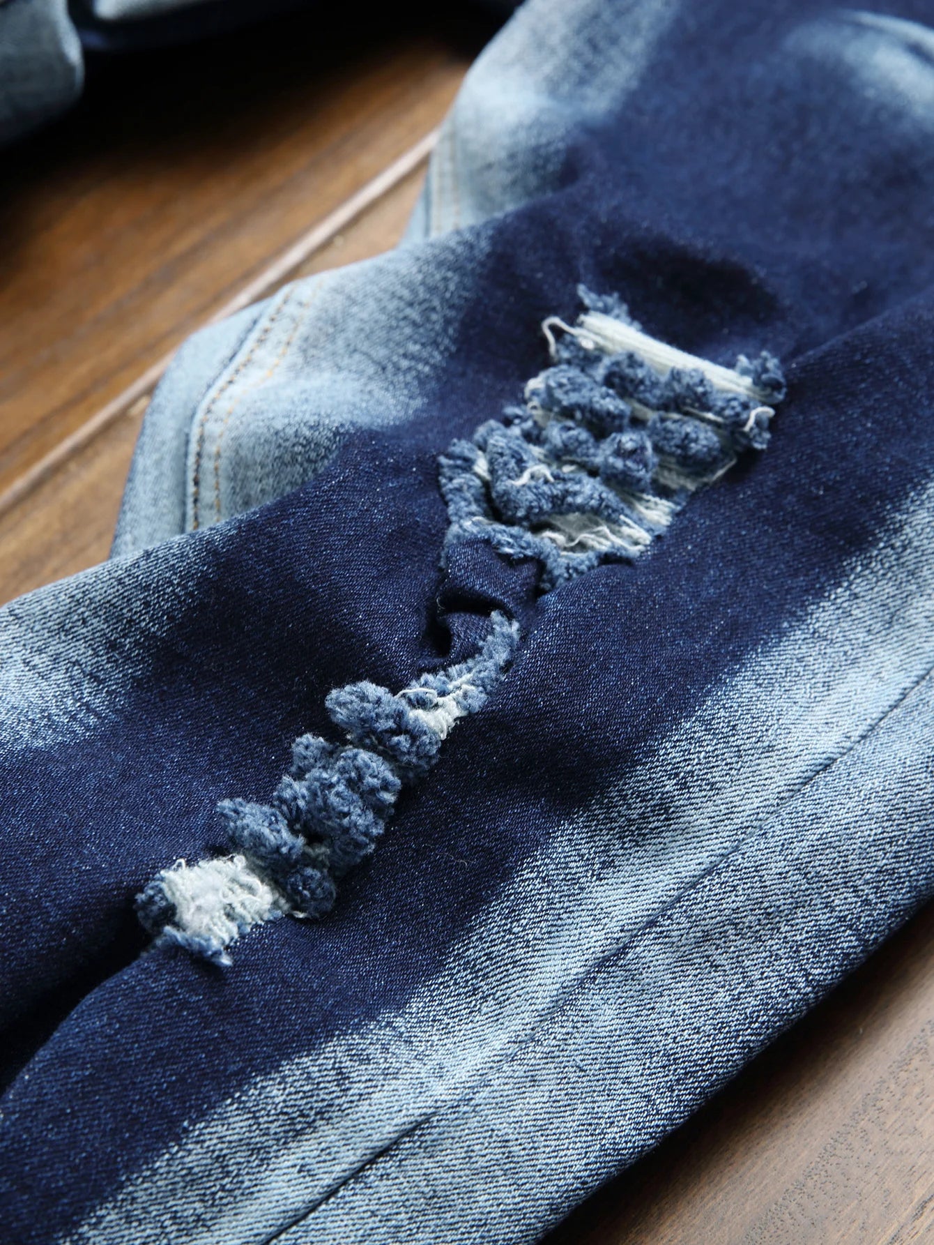 FREEME™ Men's Mid Stretch Slim Fit Ripped Jeans - Tassel Distressed Streetwear Denim