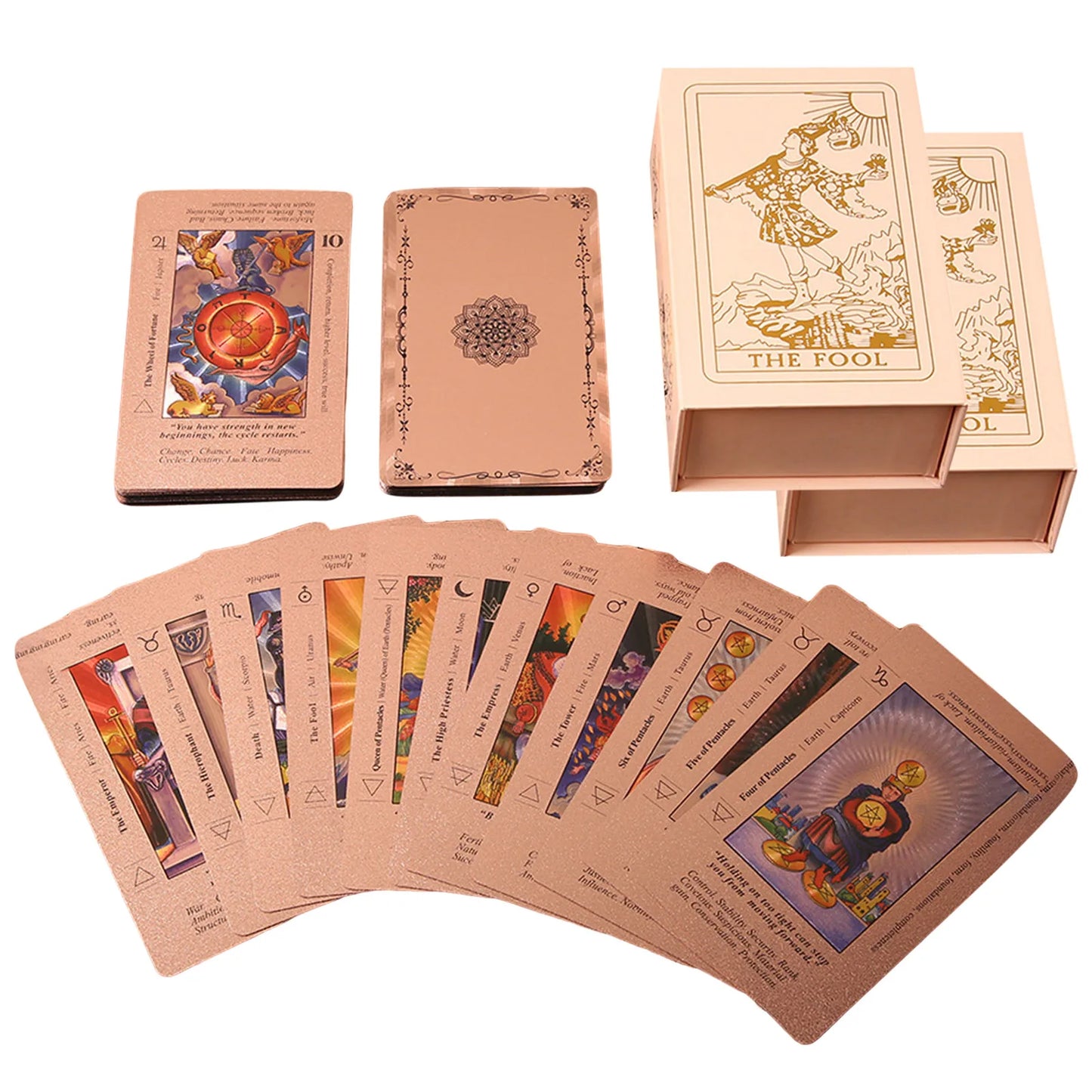 FREEME™ Rose Gold Tarot Card Deck Gift Set - 78-Card Divination Kit with Guidebook & Elegant Box