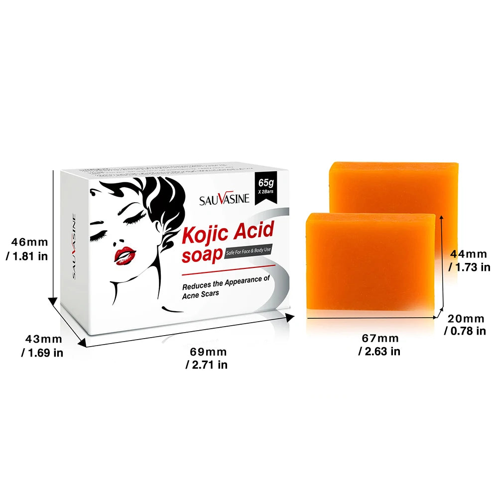 FREEME™ Kojic Acid Brightening Soap Duo - 2pc Natural Handmade Skin Exfoliator for Face & Body