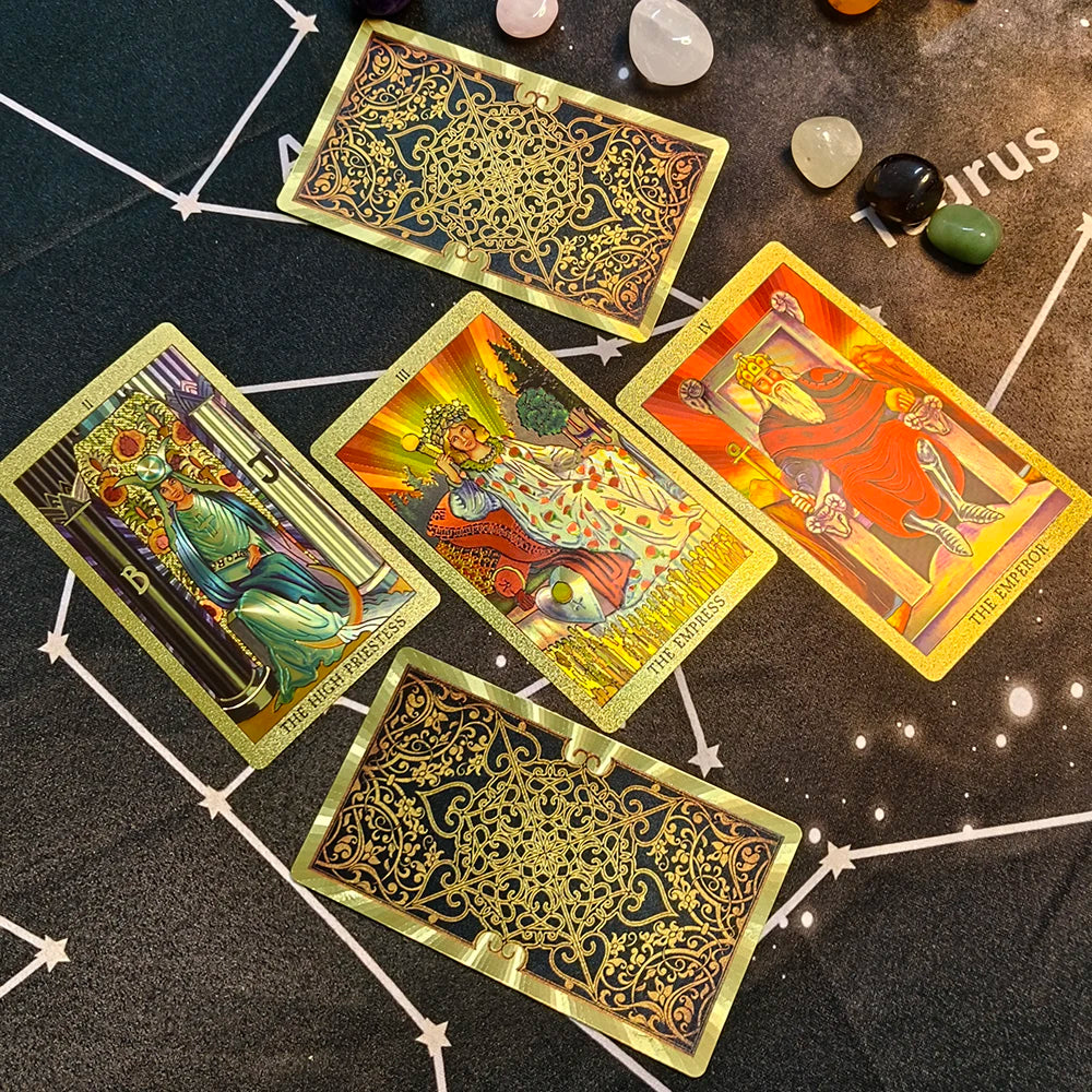 FREEME™ Gold Tarot Card Deck with Booklet - Waterproof Astrology Oracle Divination Set