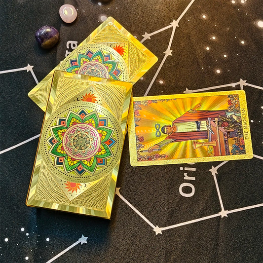 FREEME™ Gold Tarot Card Deck with Booklet - Waterproof Astrology Oracle Divination Set