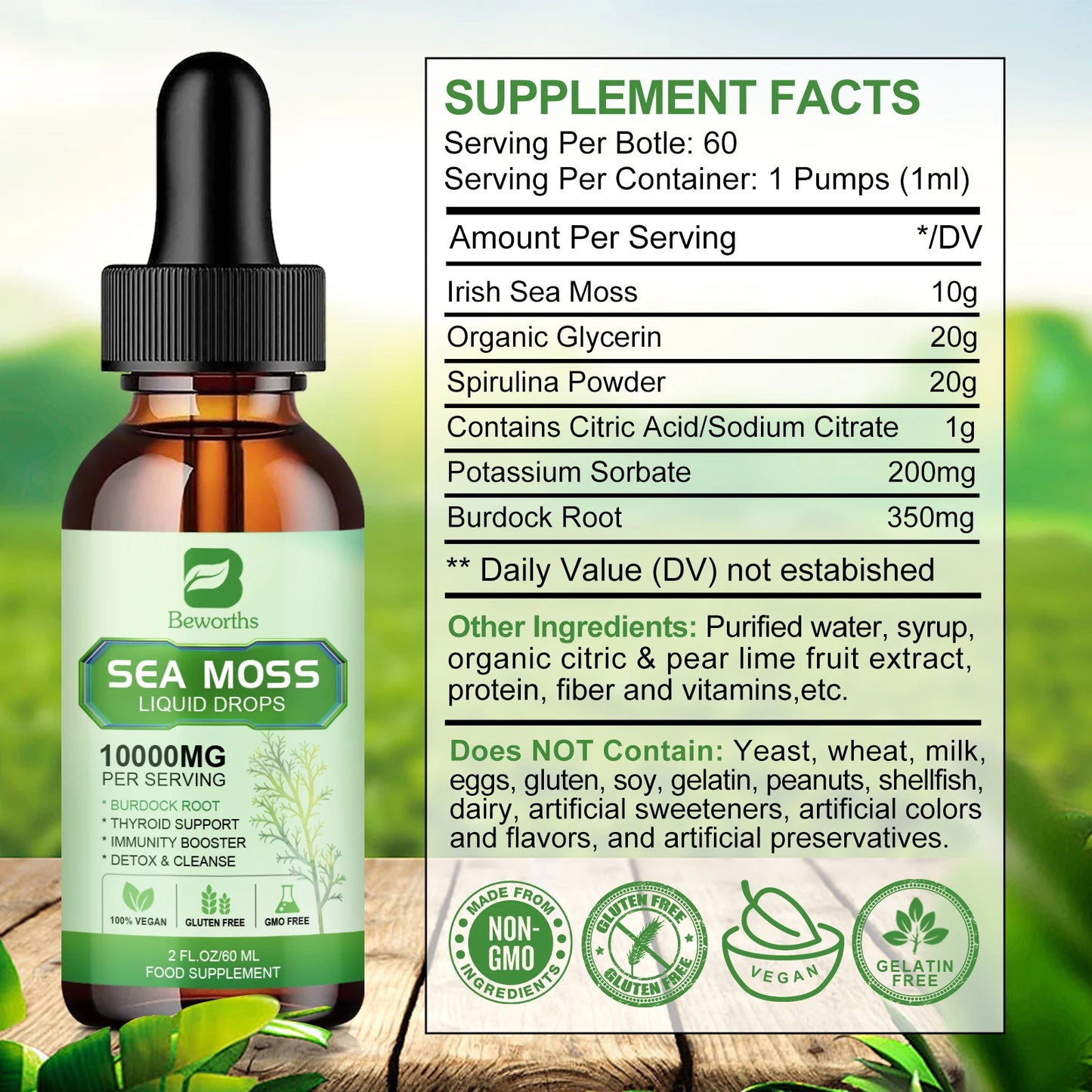 FREEME™ Sea Moss Liquid Drops - Sea Moss Black Seed Oil Multimineral Seamoss Supplement Support Antioxidant, Immune, Gut Health