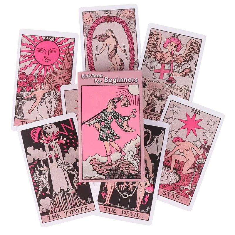 FREEME™ Pink Rider Waite Tarot Card Deck - Beginner Divination & Fortune Telling Set