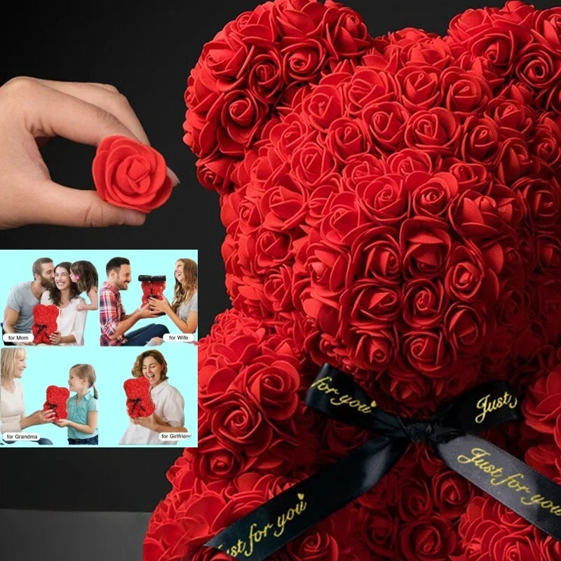 FREEME™ Eternal Rose Bear - Valentine's Day Gift | Artificial Flower Teddy Bear